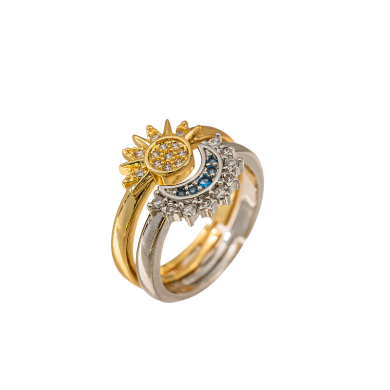 Set de Anillos para Pareja "Sol y Luna" con Grabado Láser Personalizado