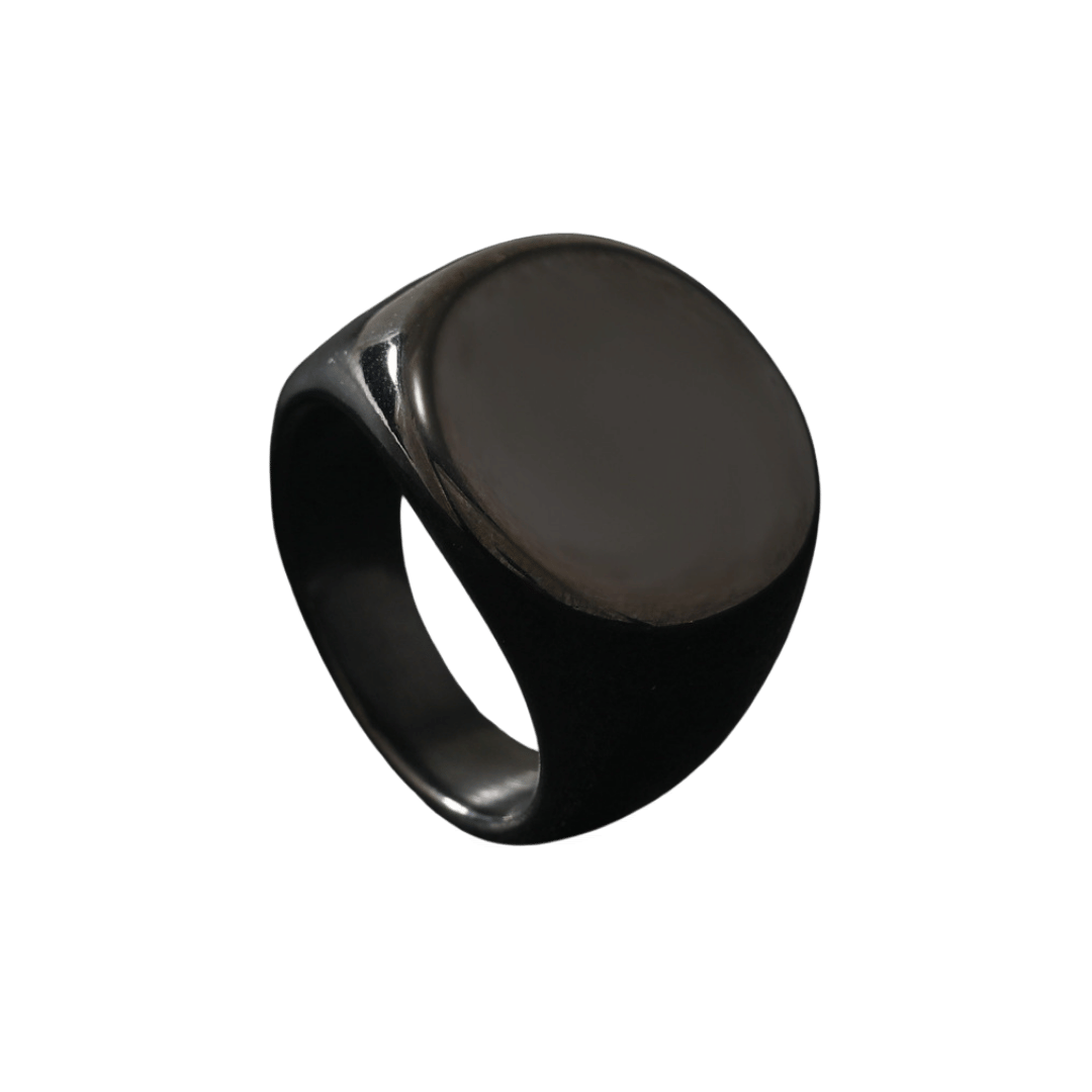 Anillo de Sello Oval – Negro — joya personalizable con grabado láser | Kinti Joyería