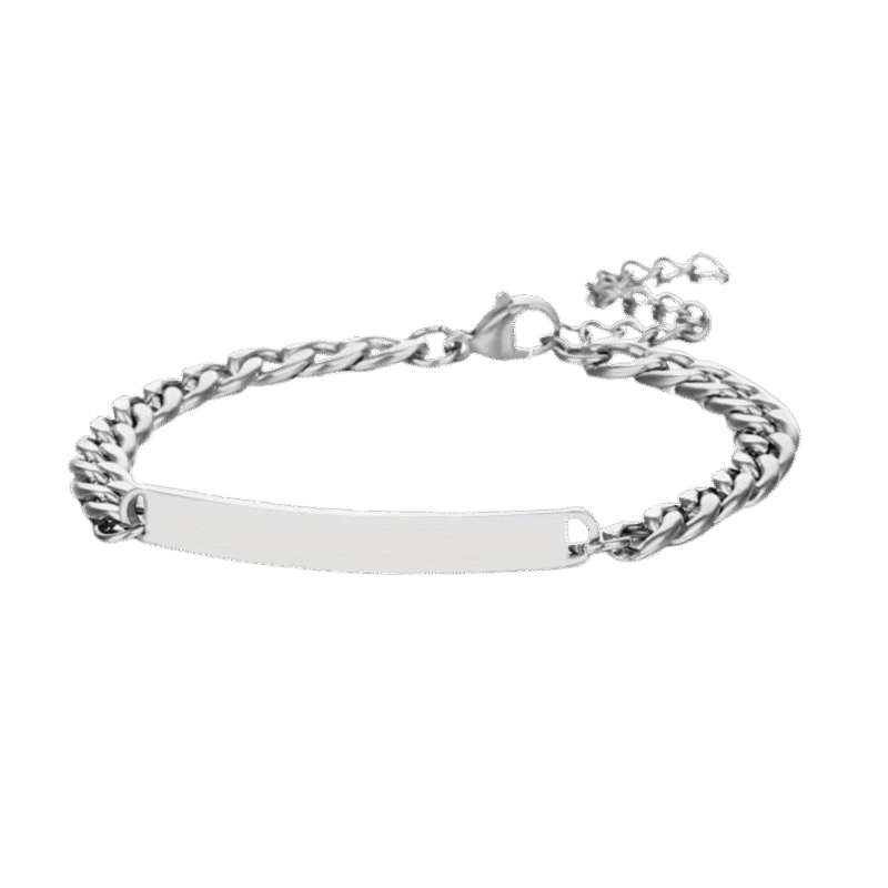 Esclava con Placa – Plata y Oro Rosa — joya personalizable con grabado láser | Kinti Joyería