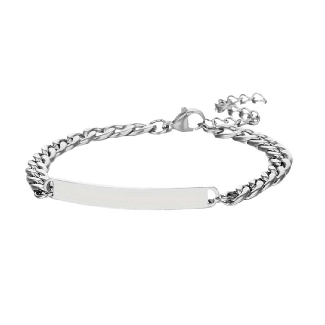Esclava con Placa – Plata y Oro Rosa — joya personalizable con grabado láser | Kinti Joyería