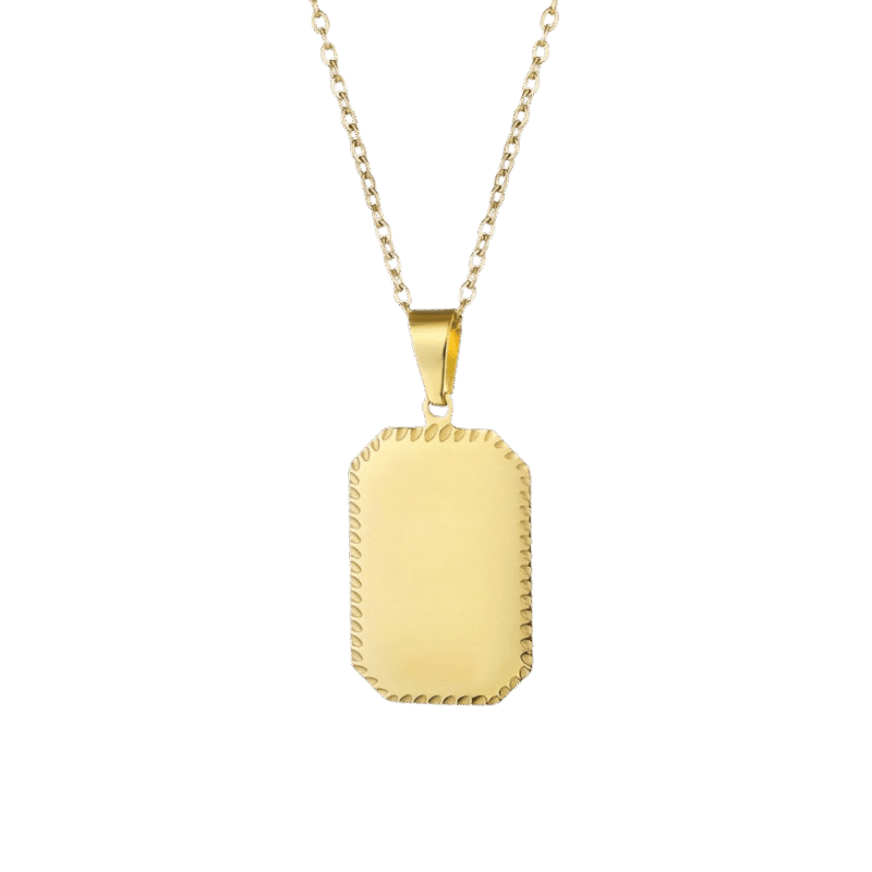 Collar Placa Rectangular – Dorado — joya personalizable con grabado láser | Kinti Joyería