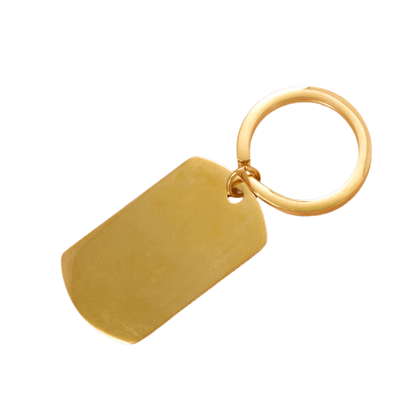 Llavero Placa Militar – Dorado — joya personalizable con grabado láser | Kinti Joyería