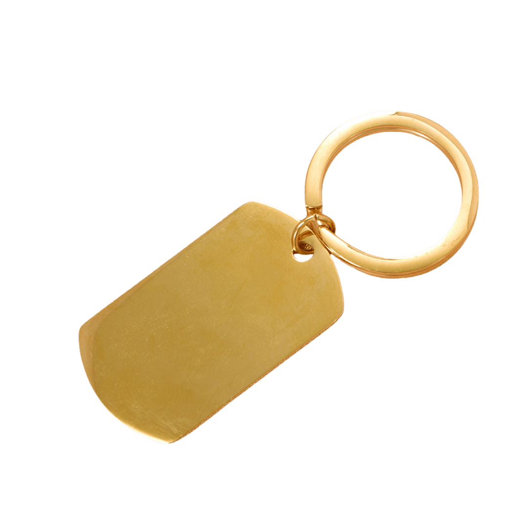 Llavero Placa Militar – Dorado — joya personalizable con grabado láser | Kinti Joyería