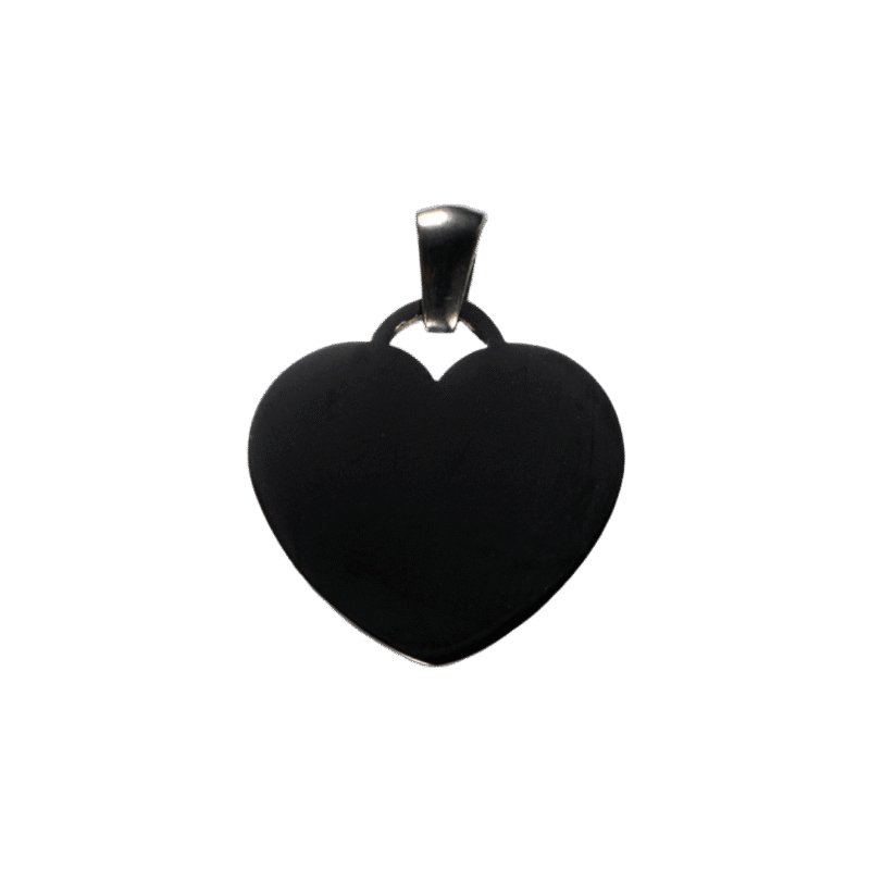 Dije Corazón – Negro — joya personalizable con grabado láser | Kinti Joyería