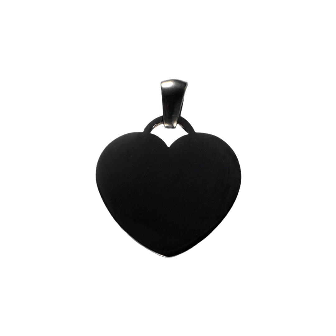 Dije Corazón – Negro — joya personalizable con grabado láser | Kinti Joyería