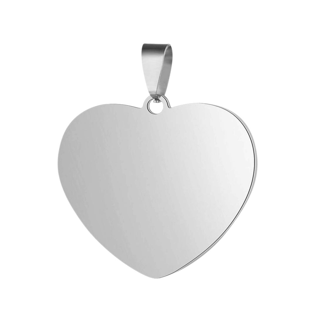 Dije Corazón Grande – Plateado — joya personalizable con grabado láser | Kinti Joyería