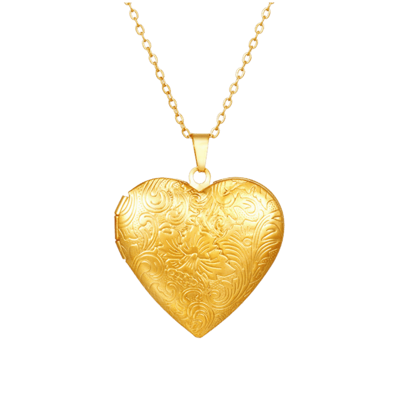 Relicario Corazón – Dorado — joya personalizable con grabado láser | Kinti Joyería