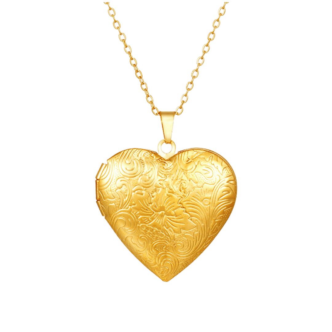Relicario Corazón – Dorado — joya personalizable con grabado láser | Kinti Joyería