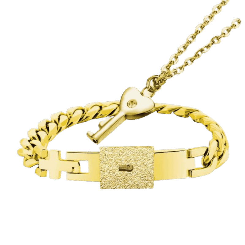 Esclava Candado con Placa – Dorada — joya personalizable con grabado láser | Kinti Joyería