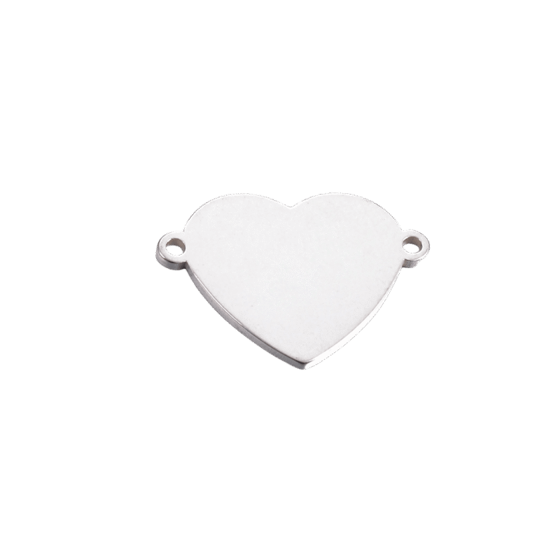 Dije Corazón Conector – Plateado — joya personalizable con grabado láser | Kinti Joyería