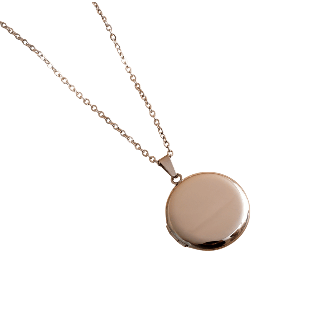 Relicario Redondo – Oro Rosa — joya personalizable con grabado láser | Kinti Joyería