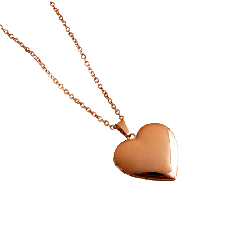 Relicario Corazón Pequeño – Oro Rosa — joya personalizable con grabado láser | Kinti Joyería