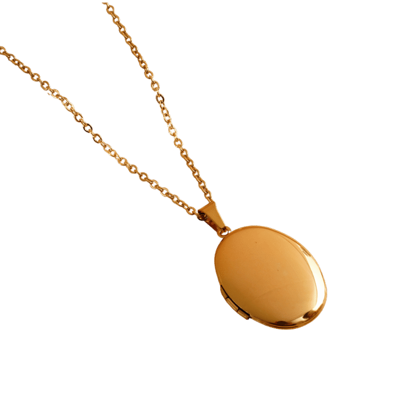 Relicario Redondo Clásico – Dorado — joya personalizable con grabado láser | Kinti Joyería