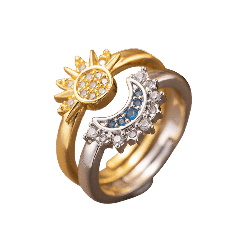 Anillo Sol y Luna – Dorado — joya personalizable con grabado láser | Kinti Joyería