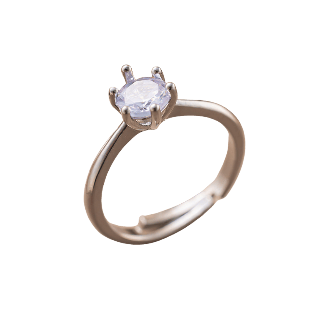 Anillo Solitario de Cristal – Plateado — joya personalizable con grabado láser | Kinti Joyería