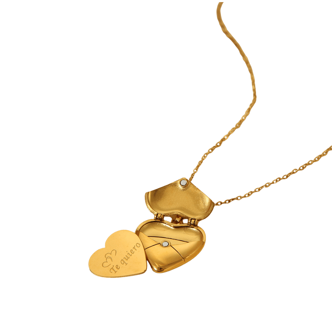 Collar Doble Corazón – Dorado — joya personalizable con grabado láser | Kinti Joyería