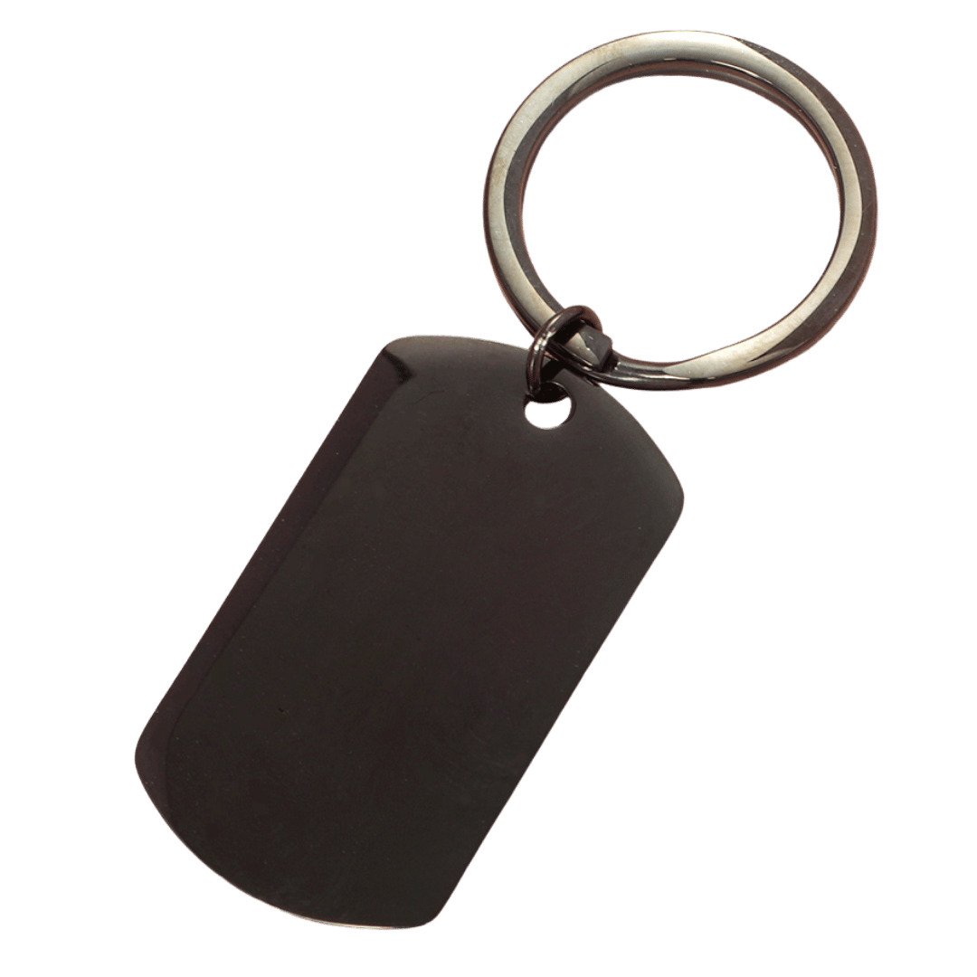 Llavero Placa Militar – Negro — joya personalizable con grabado láser | Kinti Joyería