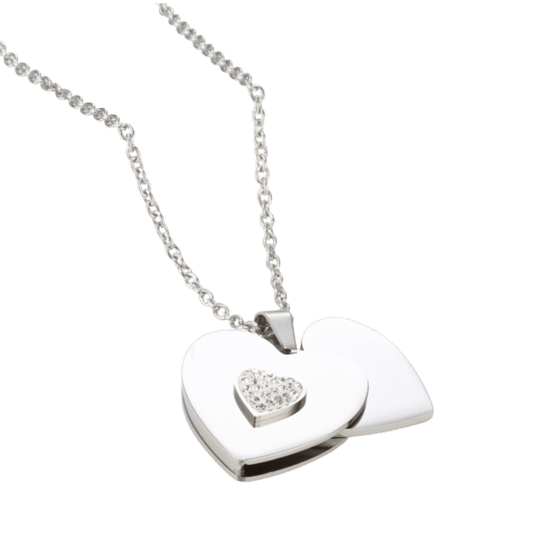 Collar Corazón Liso – Plateado — joya personalizable con grabado láser | Kinti Joyería