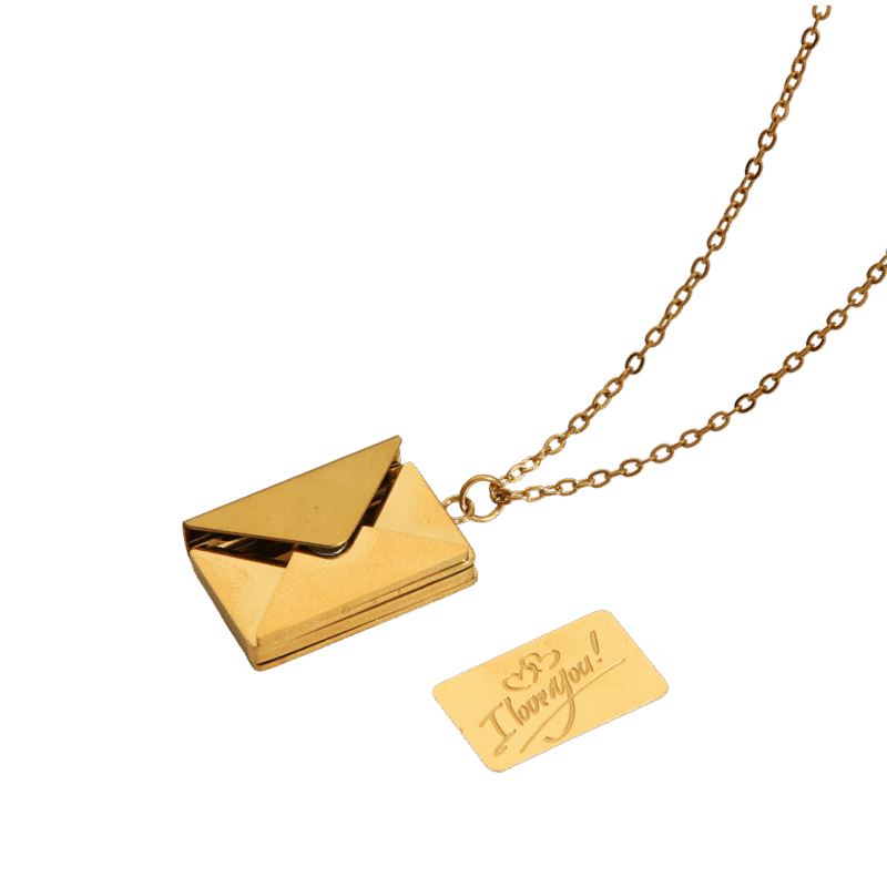 Collar Sobre 'Te Amo' – Dorado — joya personalizable con grabado láser | Kinti Joyería