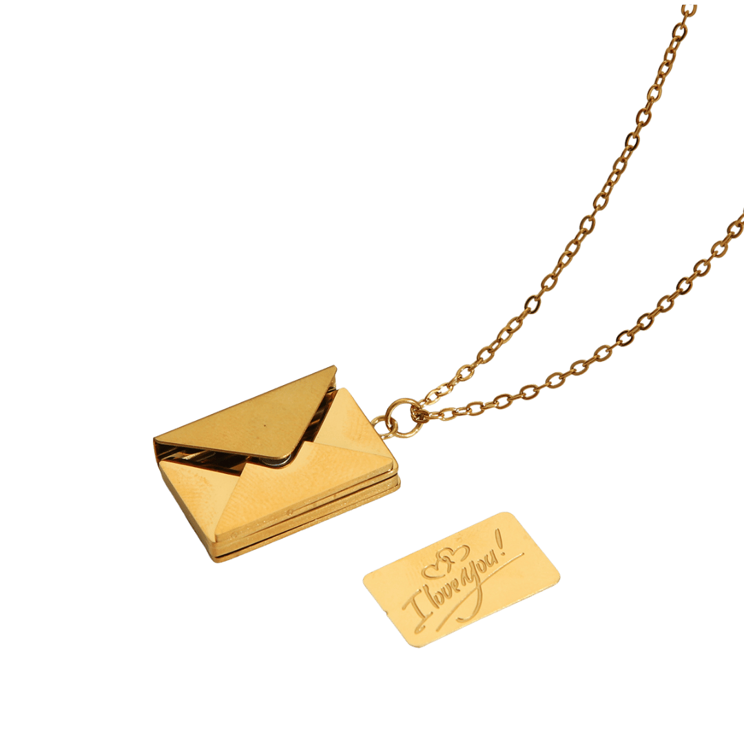 Collar Sobre 'Te Amo' – Dorado — joya personalizable con grabado láser | Kinti Joyería