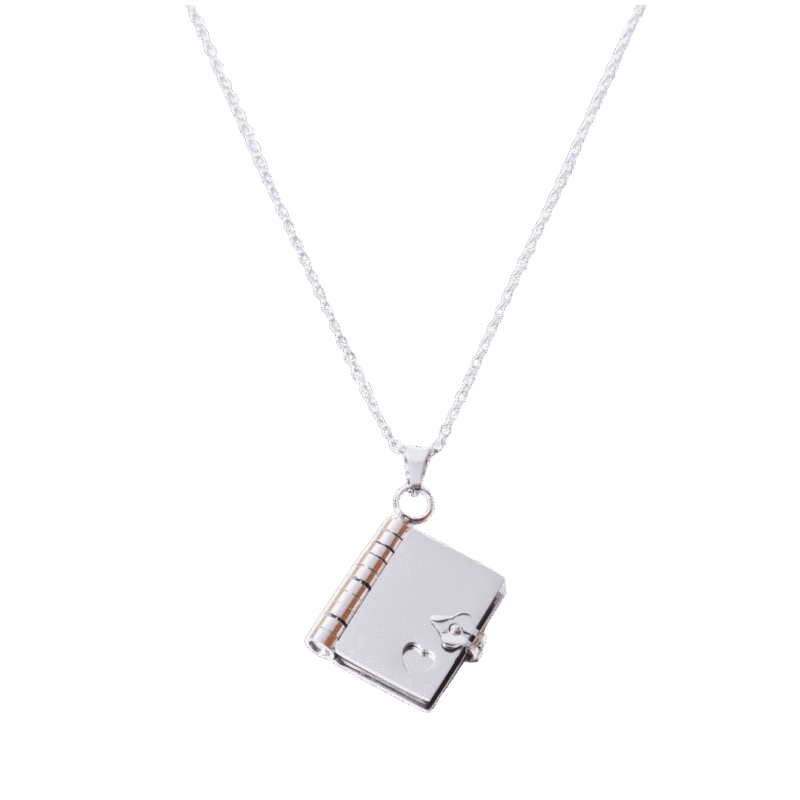 Collar Libro Secreto – Plateado — joya personalizable con grabado láser | Kinti Joyería
