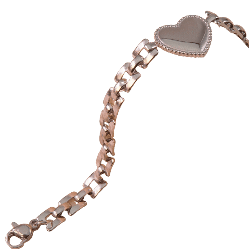 Pulsera Cadena con Corazón – Plateada — joya personalizable con grabado láser | Kinti Joyería