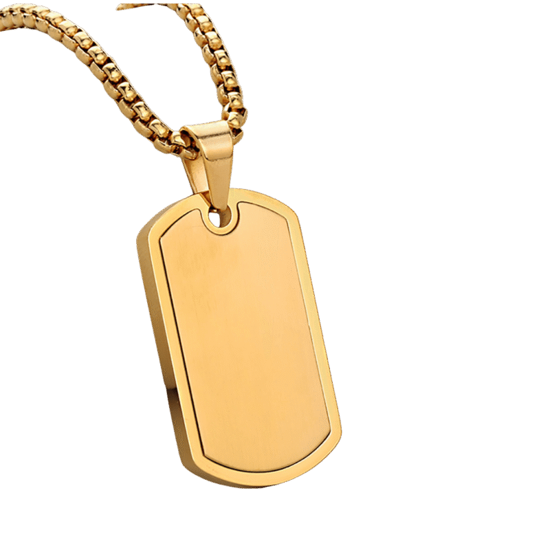 Collar Placa Militar – Dorado — joya personalizable con grabado láser | Kinti Joyería