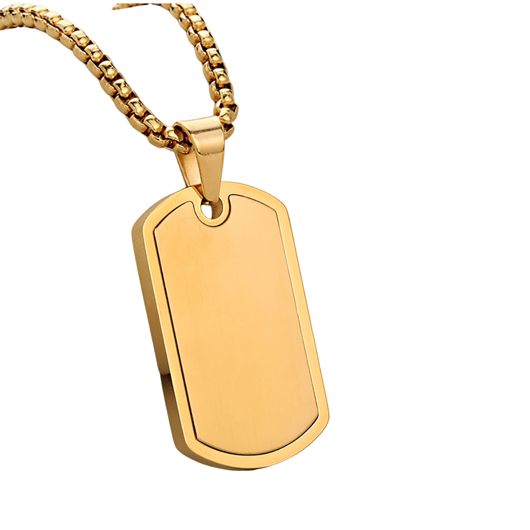 Collar Placa Militar – Dorado — joya personalizable con grabado láser | Kinti Joyería