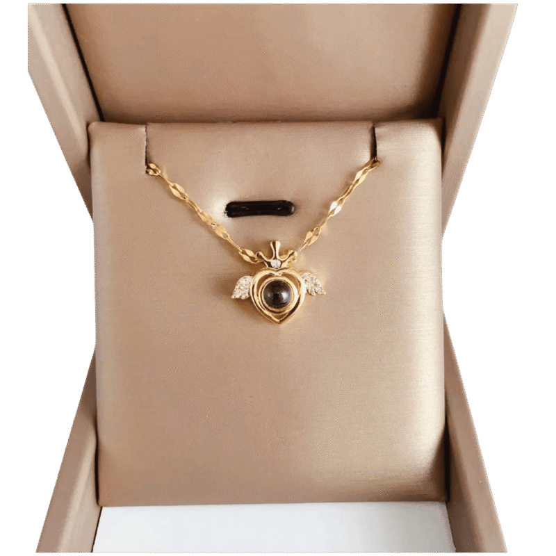 Collar Proyección Disco – Dorado — joya personalizable con grabado láser | Kinti Joyería