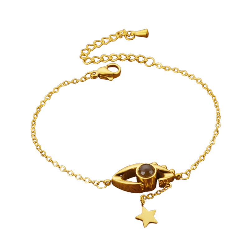 Pulsera Proyección Estrella – Dorada — joya personalizable con grabado láser | Kinti Joyería