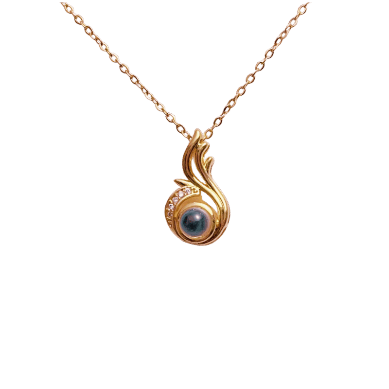 Collar Proyección Fénix – Dorado — joya personalizable con grabado láser | Kinti Joyería