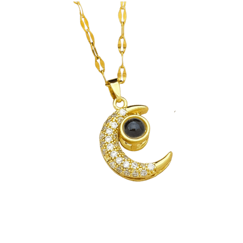 Collar Proyección Luna – Dorado — joya personalizable con grabado láser | Kinti Joyería
