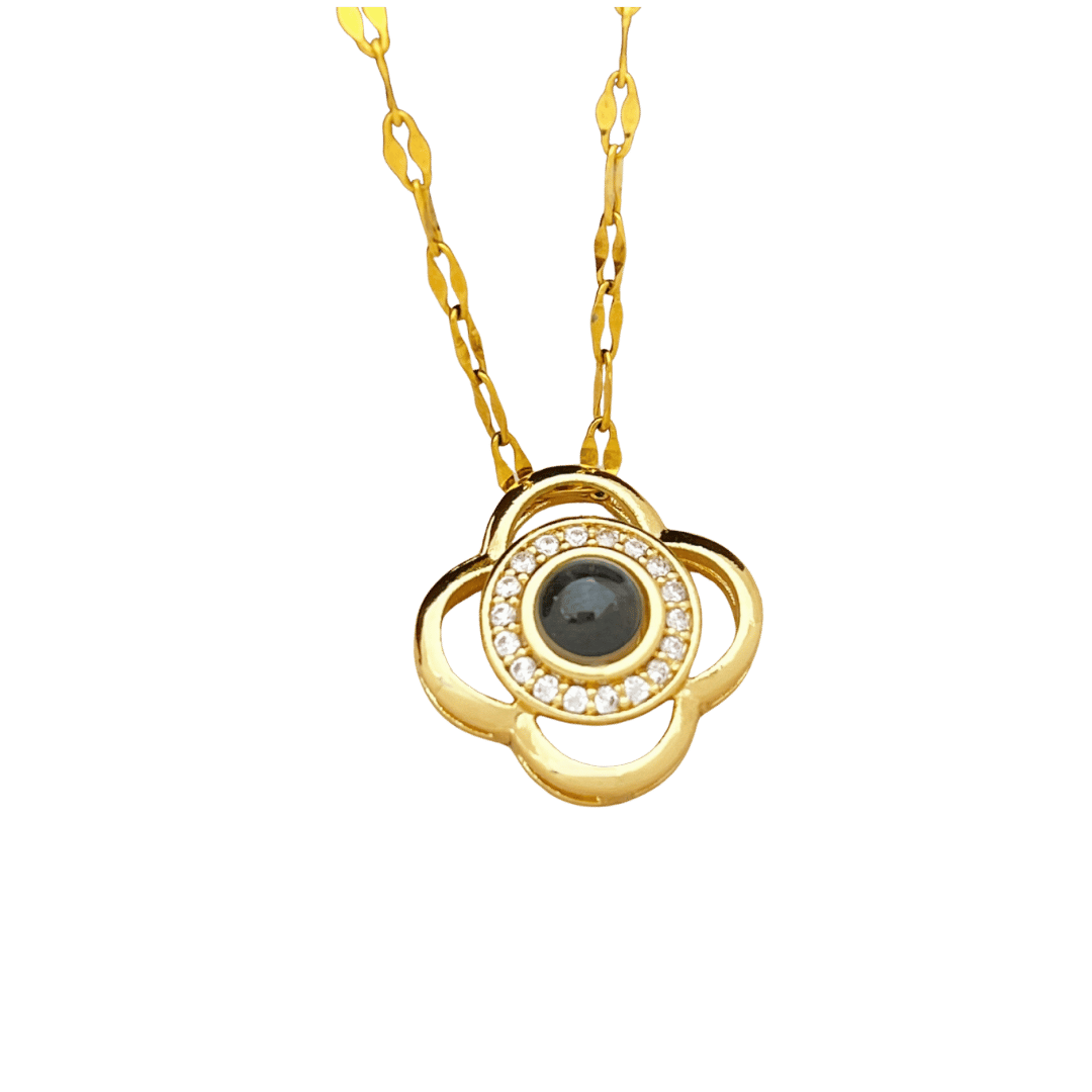 Collar Proyección Círculo – Dorado — joya personalizable con grabado láser | Kinti Joyería