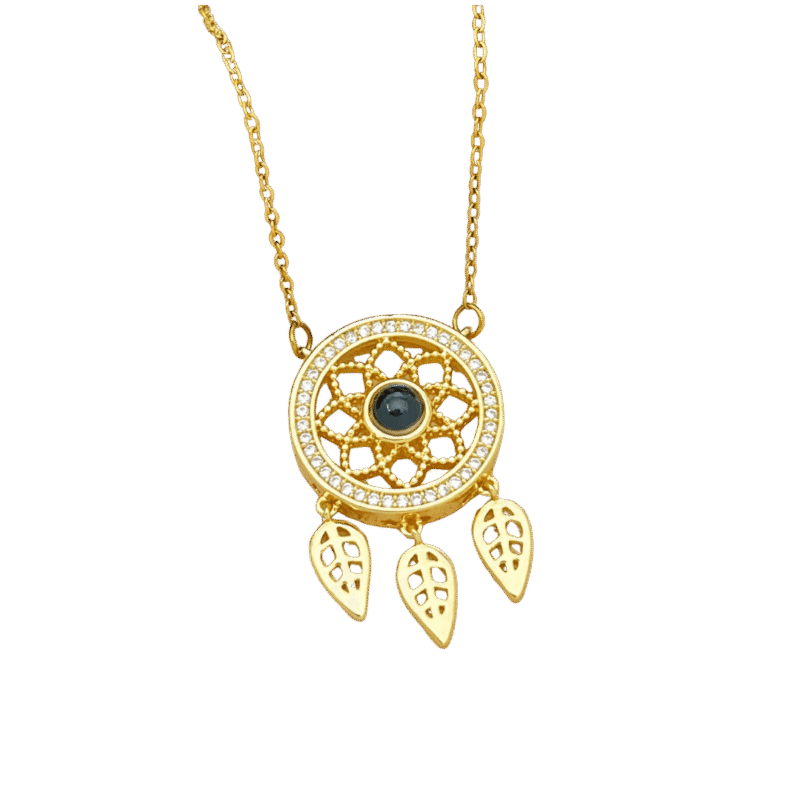 Collar Proyección Atrapasueños – Dorado — joya personalizable con grabado láser | Kinti Joyería