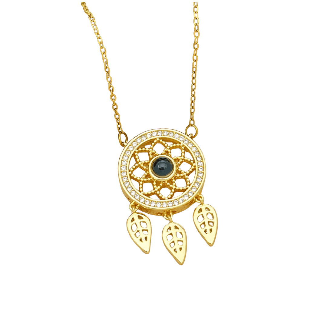 Collar Proyección Atrapasueños – Dorado — joya personalizable con grabado láser | Kinti Joyería