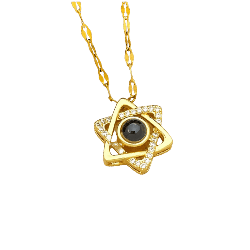 Collar Proyección Flor – Dorado — joya personalizable con grabado láser | Kinti Joyería