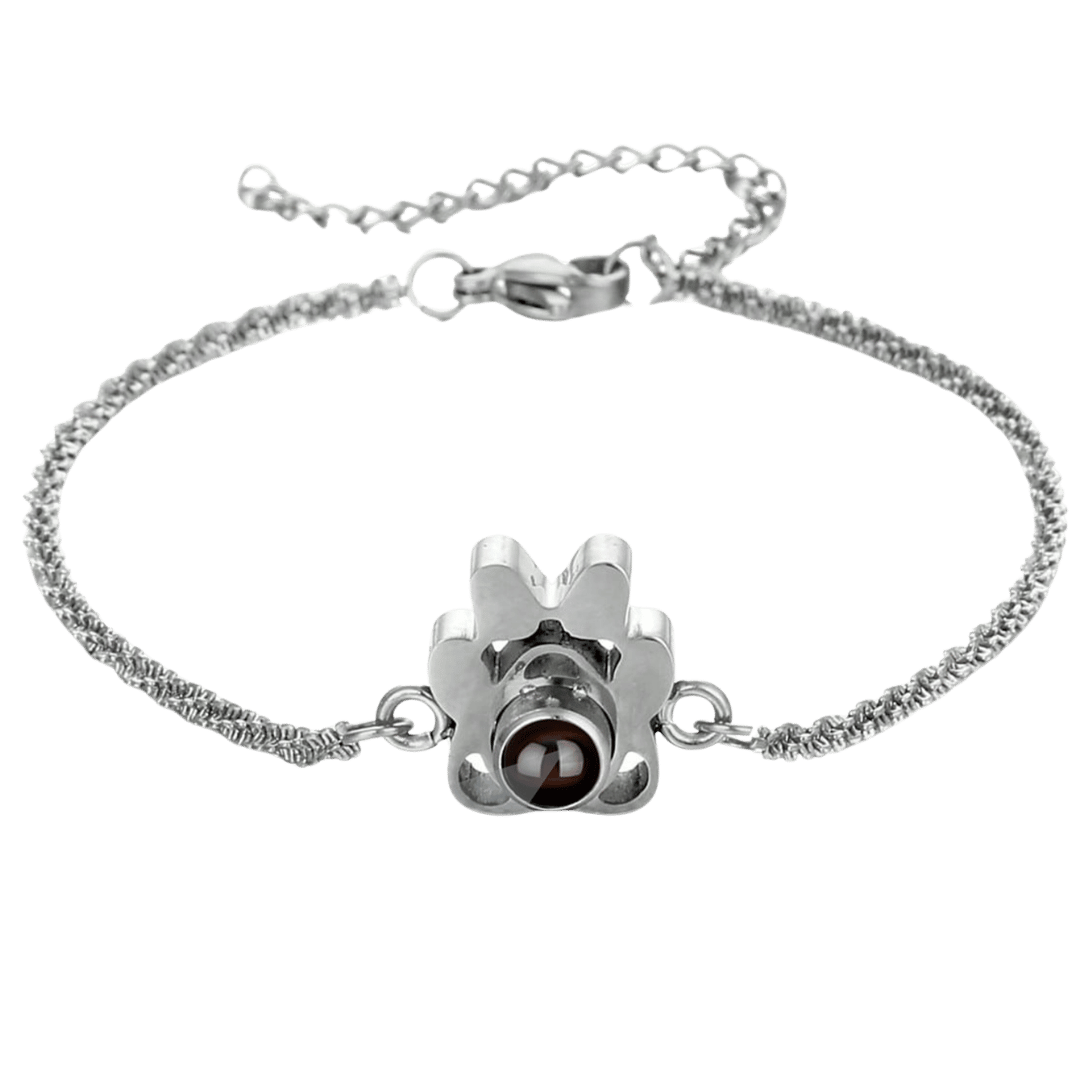 Pulsera Proyección Flor – Plateada — joya personalizable con grabado láser | Kinti Joyería