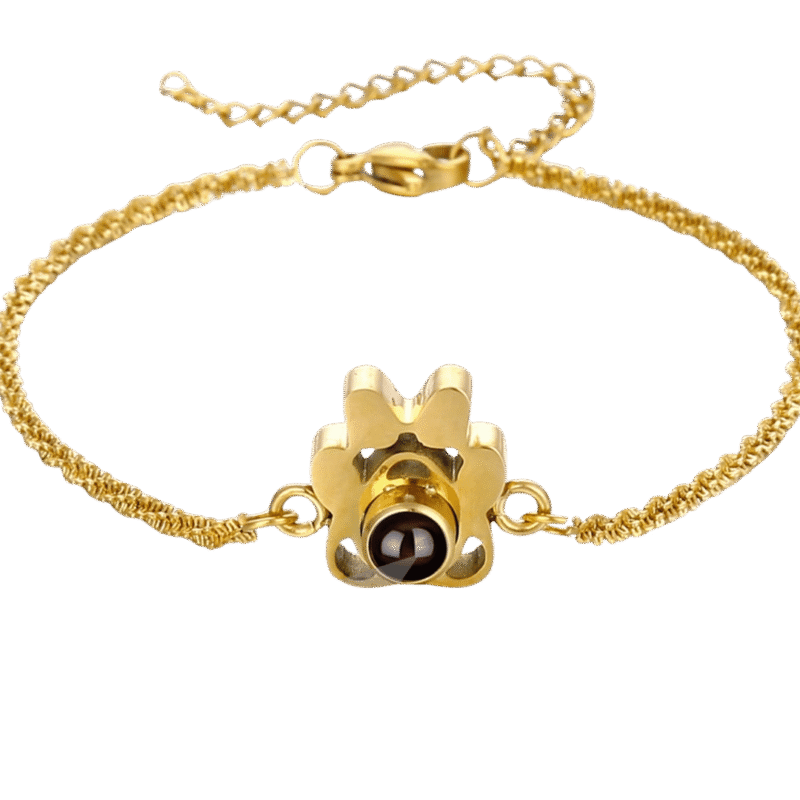 Pulsera Proyección Oso – Dorada — joya personalizable con grabado láser | Kinti Joyería