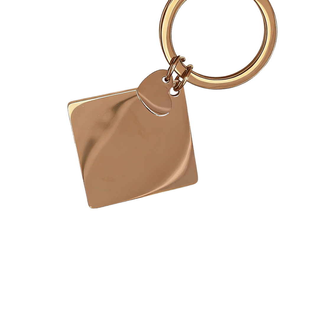 Llavero Placa Rombo – Oro Rosa — joya personalizable con grabado láser | Kinti Joyería