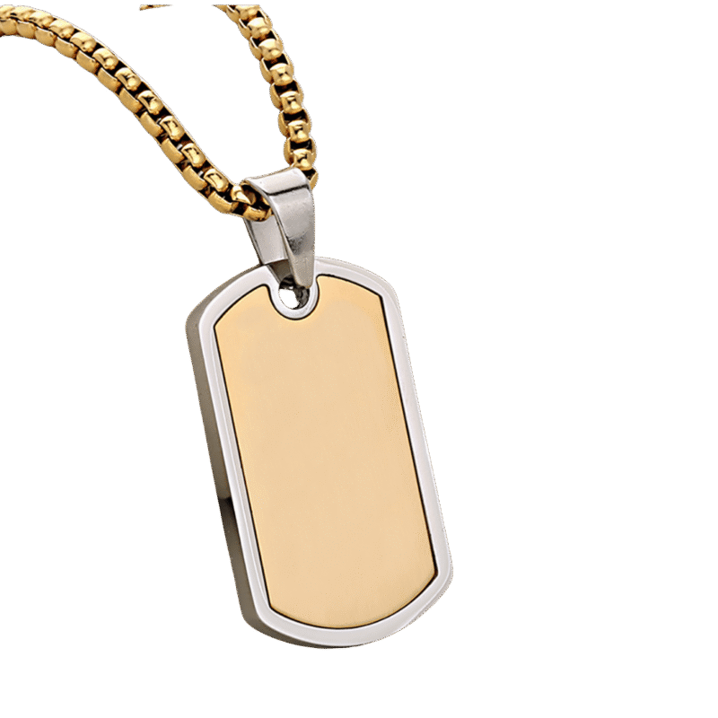 Collar Placa Militar – Dorado Mate — joya personalizable con grabado láser | Kinti Joyería
