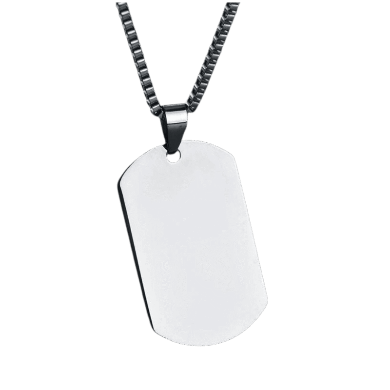 Collar Placa Militar – Plateado — joya personalizable con grabado láser | Kinti Joyería