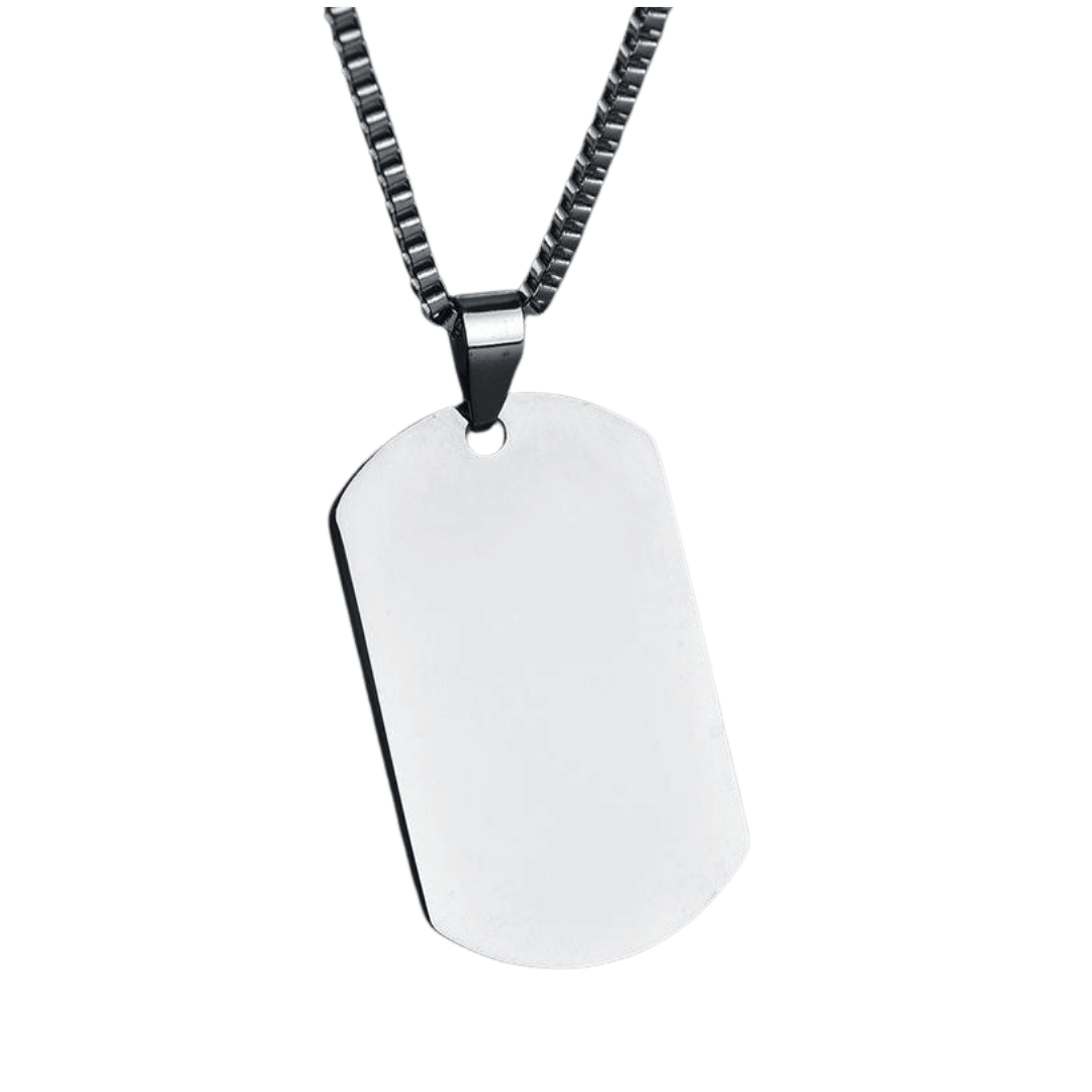 Collar Placa Militar – Plateado — joya personalizable con grabado láser | Kinti Joyería