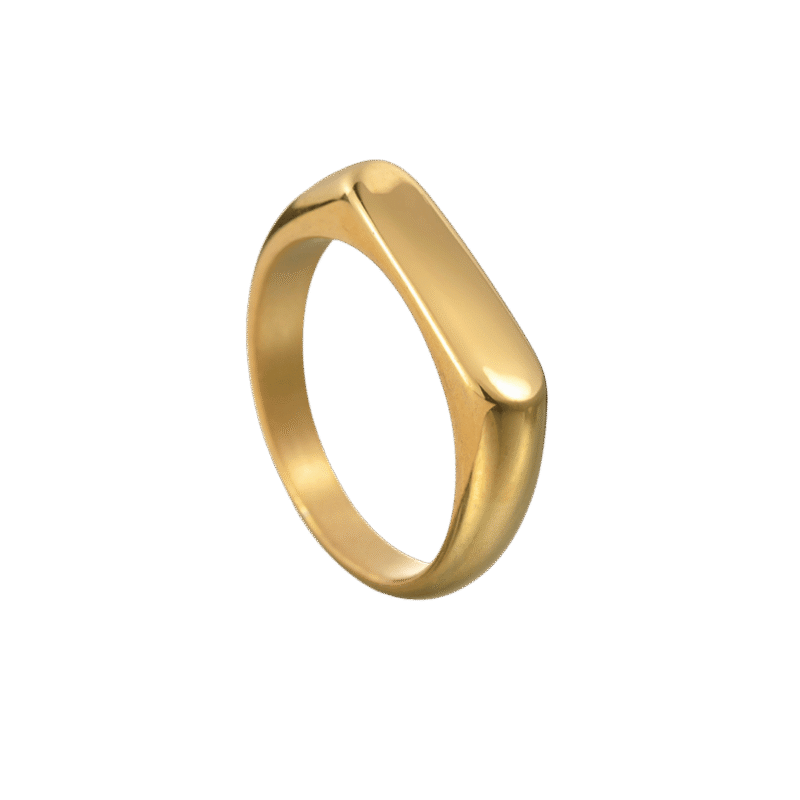 Anillo de Sello – Dorado — joya personalizable con grabado láser | Kinti Joyería