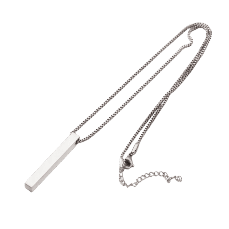 Collar Barra Vertical – Plateado — joya personalizable con grabado láser | Kinti Joyería