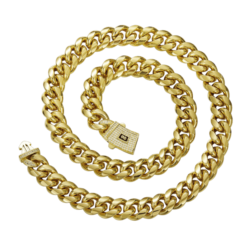 Cadena Eslabón Cubano – Dorada — joya personalizable con grabado láser | Kinti Joyería