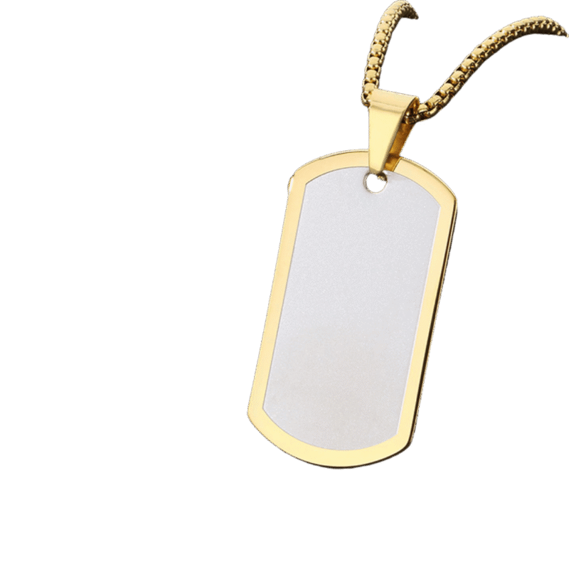 Collar Placa Militar – Dorado — joya personalizable con grabado láser | Kinti Joyería